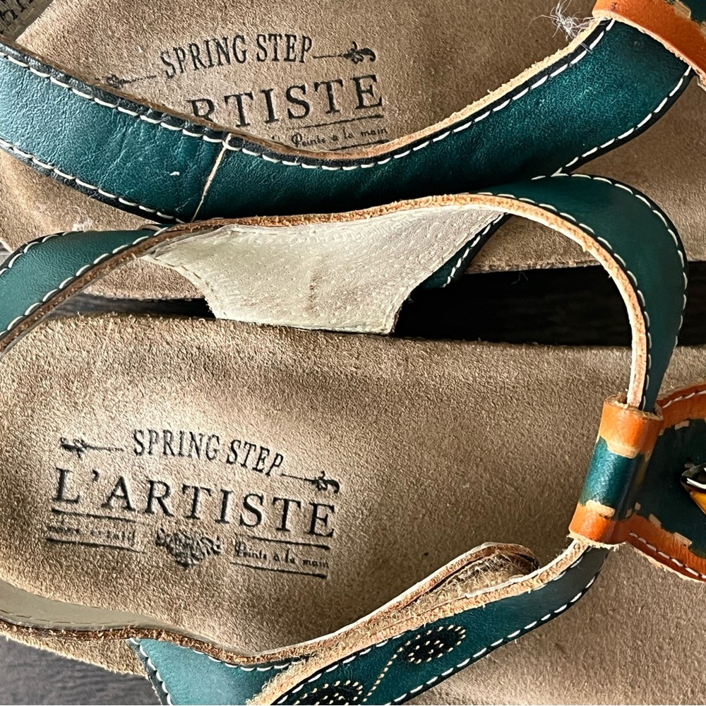 L’ARTISTE By Spring Step 39/US 8.5 Leather Strap Jeweled Orthopedic Sandals - Picture 2 of 13